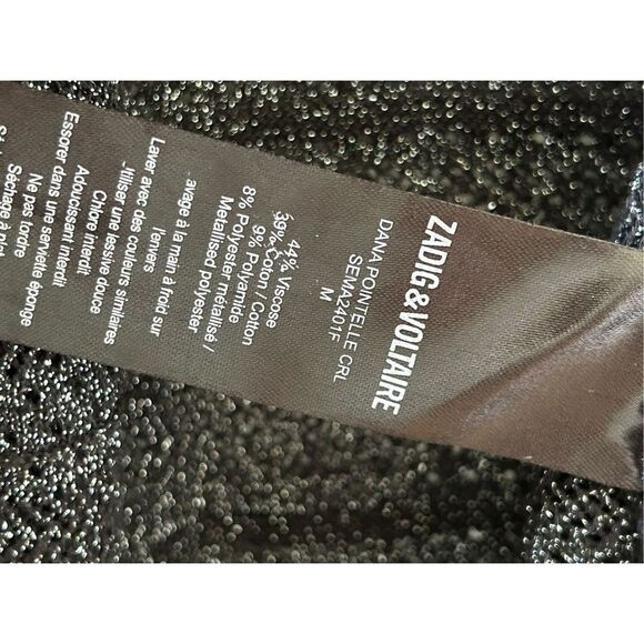 Zadig & Voltaire Open Front Striped Cardigan Women’s Glitter Black Size Medium - Picture 6 of 6